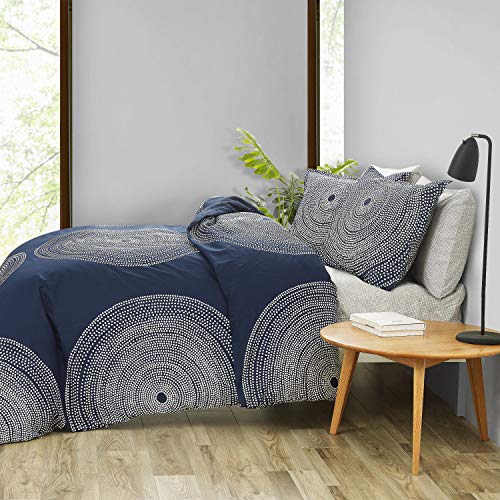 Image of Marimekko - Queen Duvet Cover Set, Smooth Cotton Percale Bedding with Matching Shams, Lightweight Home Decor (Fokus Navy, Queen)