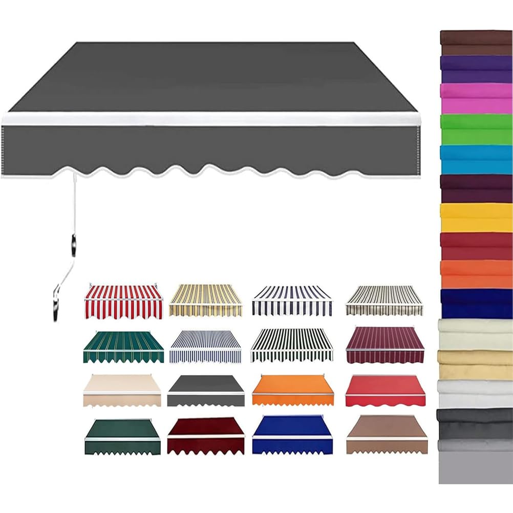 Retractable Patio Awning Fabric Replacement Waterproof Polyester Shade Cover Outdoor Sunshade Awning Cover Canopy Canvas for Yard Deck Balcony,without Frame,06,(6.6x5ft) 2x1.5m