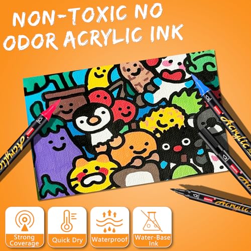 Image of 6 Pc White Acrylic Paint Pens Markers, Dual Tips Waterproof Paint Markers