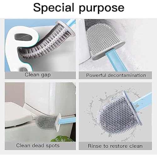 Image of Wall Mounted Bathroom Cleaning Brush Holder Set with Toilet Brush, Long Handle Floor Scrubber, Multi Purpose Cleaning Tools Organize (3 in 1 Toilet Cleaner Brush)