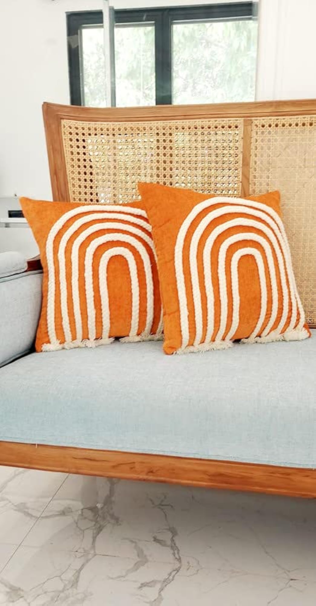 Orange Boho Texture Cushion Cover, 20X20