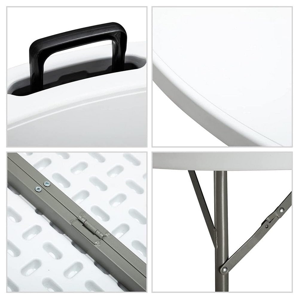 Decor Space Table ronde avec pieds pliants pour camping et restauration (180 cm)