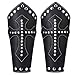 Brassards larges en cuir Triple sangle manchette Wrap gantelet bracelet boucle de fixation bras armure manchette bijoux unisexe 1 paire(Noir)