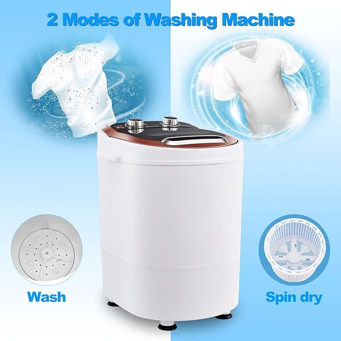 Mini Machine à Laver Portable avec Essorage, Puissance de 240W 220V, Petite Laveuse Capacité 3KG de Linge et Essorage 1,5 KG, Idéal pour Voyages Caravanes et Camping-cars Appartement – Image 6