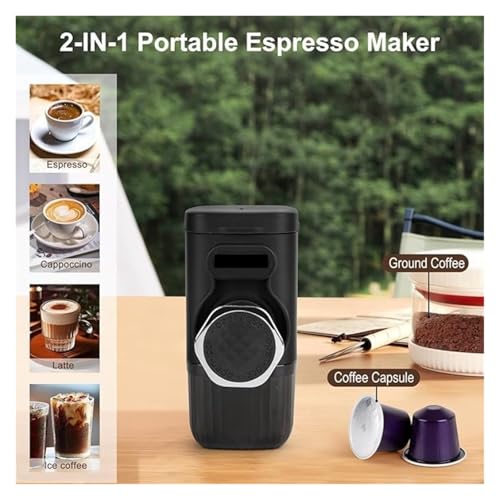 Cafetera portátil manual 2 en 1 para espresso y café miniatura 4