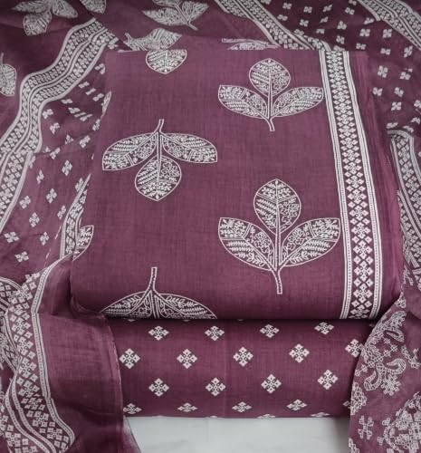 Image of DRAVINAM Trends Women's Premium Cambric Cotton Jaipuri Printed Unstitched Salwar Suit Dress Material with Mulmul Cotton Dupatta