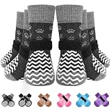 EXPAWLORER 6Pcs Anti Slip Dog Socks to Prevent Licking Paws, Dog Shoes for Winter, Double Sides Dog Boots & Paw Protectors Booties for Hardwood Floors with Grippers Small Medium Large Senior Dogs, M