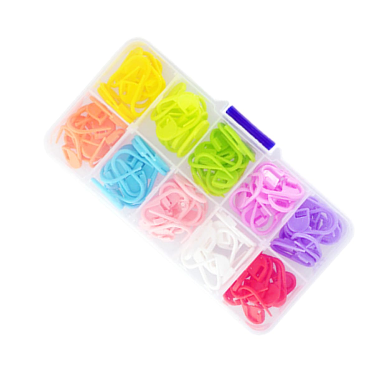 ERINGOGO Plastic Knitting Needle Clips Stitch Locking Markers Convenient Plastic Box for Knitting Crochet and Weaving Essential Knitting Auxiliary Tools