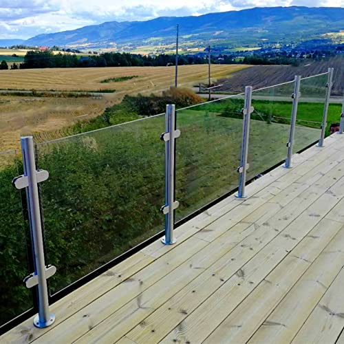 Kit de sujeción para Postes de barandilla Redondos, Apto para barandillas Interiores/Exteriores, tabiques, pasamanos de escaleras, Jardines, terrazas y áticos, de 85 cm de Altura, Incluye he