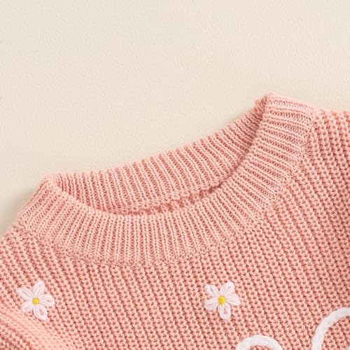 Meiweileya Baby Girl First Birthday Outfit Daisy One Knitted Chunky Sweater Oversized Sweatshirt Birthday Fall Clothes3