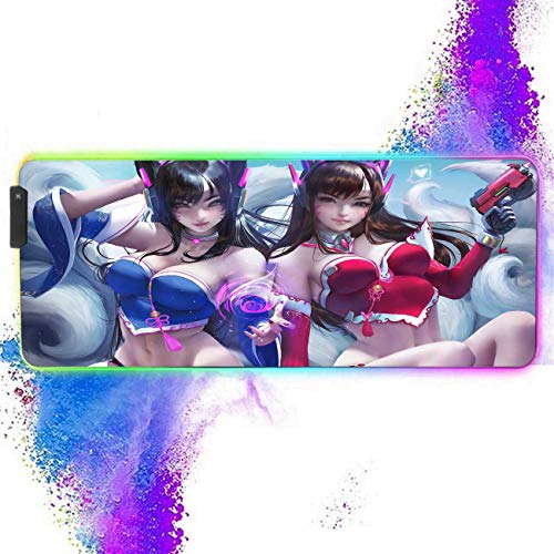 Best Deal Product RGB Mouse Pad Girls,Mousepad with Non-Skid Rubber Base and 12 Lighting Modes,Smooth Gaming Surface,4mm Thick,Glowing LED Extended Large Mouse Mat for Gaming and Office 11.8x31.5 inch