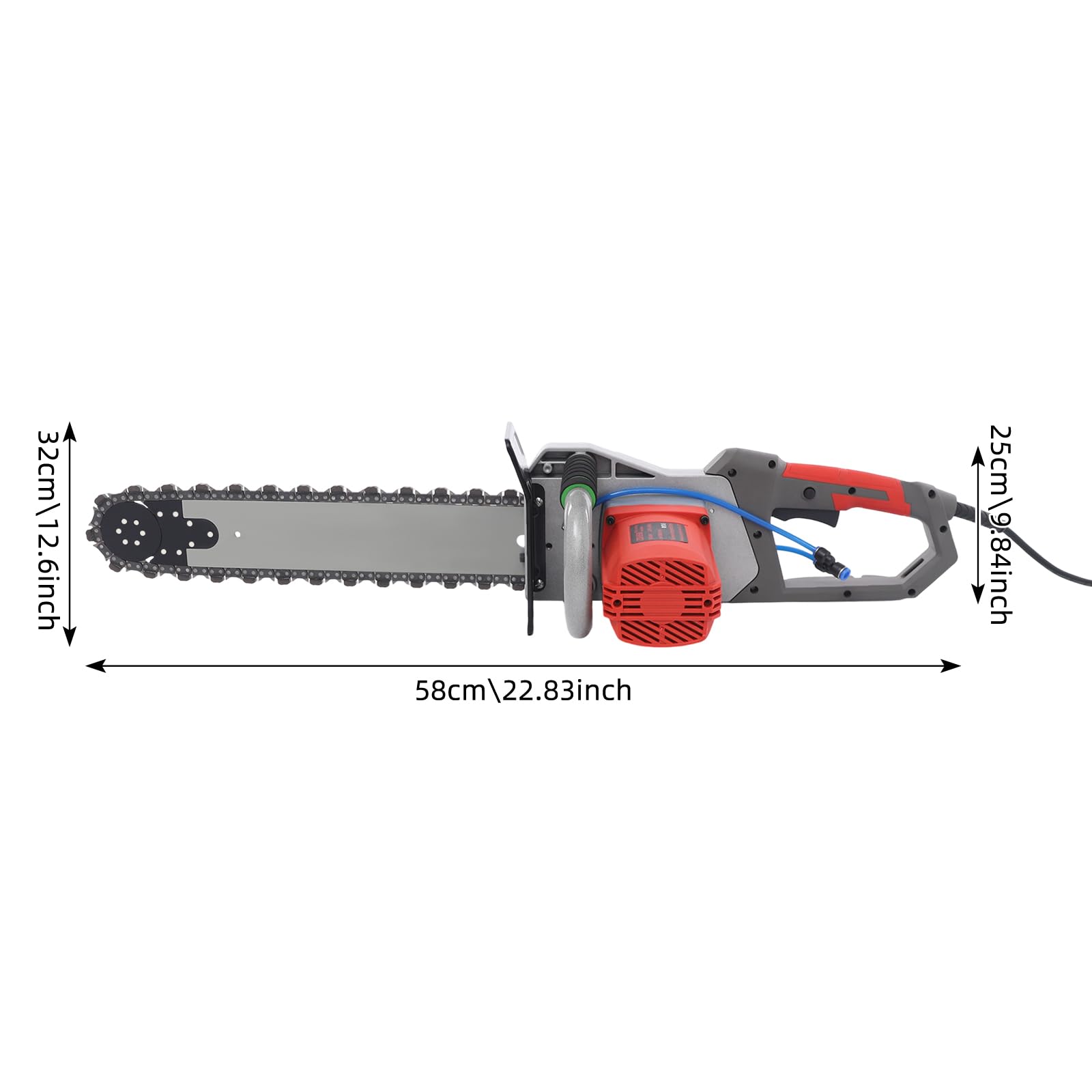 Elektryczna piła łańcuchowa 35/48 cm, przenośna długość cięcia, piła łańcuchowa, piła elektryczna 5800 W/6500 W, elektryczna piła ścienna 6300 obr./min, do cięcia ścian betonowych i