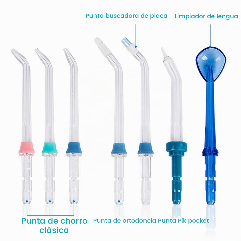 Flosser de Agua de encimera Irrigador bucal doméstico Limpiador Dental de Dientes con 7 Puntas, para el Cuidado de los Dientes del SPA Familiar