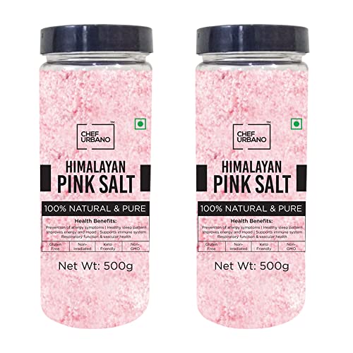 Image of Chef Urbano Himalayan Pink Salt 500 g Pack of 2 | Pure & Natural | Mineral Rich Salt | Low Sodium | Packed with 84 Minerals | Pet Jar