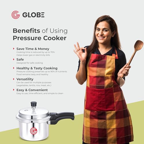 Image of Globe Meta Cook 2 Litre Aluminium Outer Lid Induction Base Pressure Cooker (Silver) | BIS & ISI Certified | 6 Years Warranty
