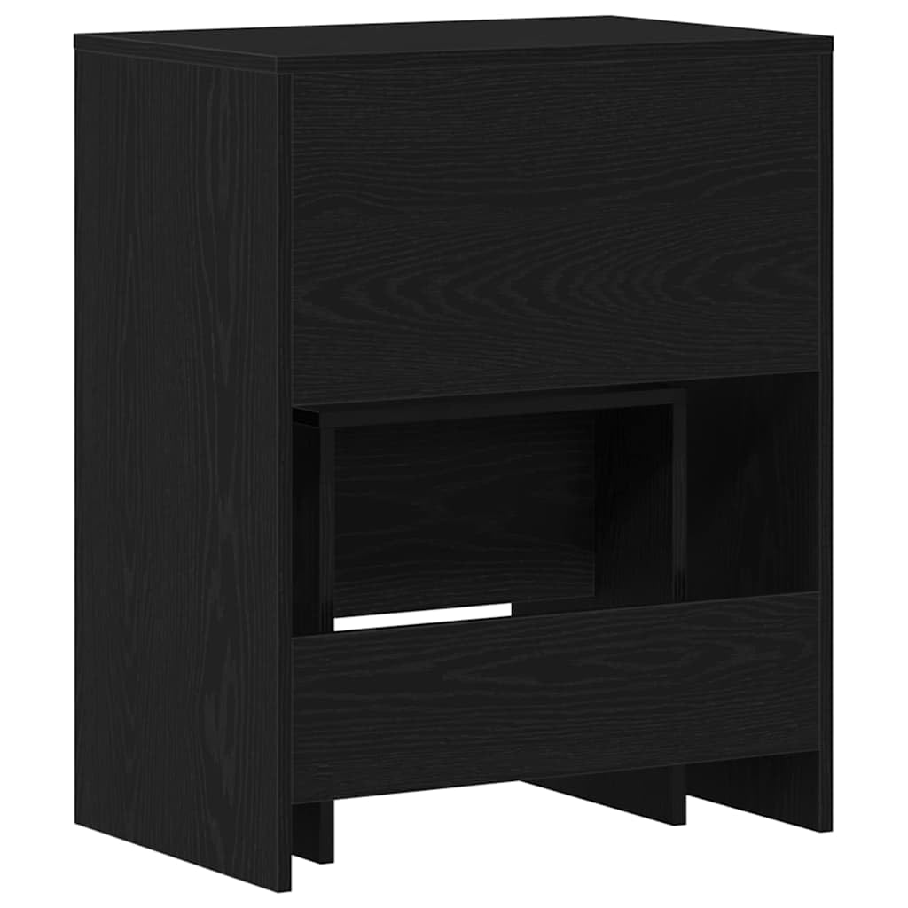 Schminktisch Schwarz Eichen-Optik 60 x 40 x 75 cm Holzwerkstoff mit ausziehbaren Schubladen, moderner minimalistischer Make-up Tisch für Schlafzimmer, pflegeleichte glatte