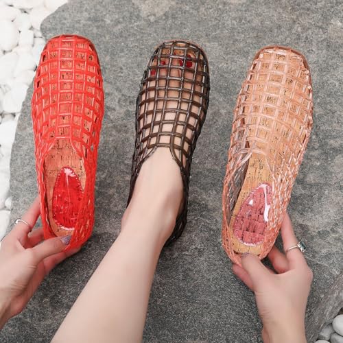 Jelly Mesh Ballet Flats Clear Sandals Huaraches for Women Beach Shoes Cute Kawaii Alternative Fashion for Girls Office Cruise Festivals Holiday Vacation Gifts Summer4