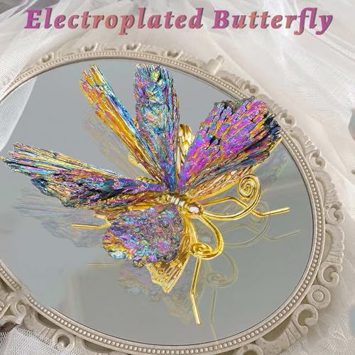Estatua Mariposa Electrochapada de Turmalina Azul Natural miniatura 3