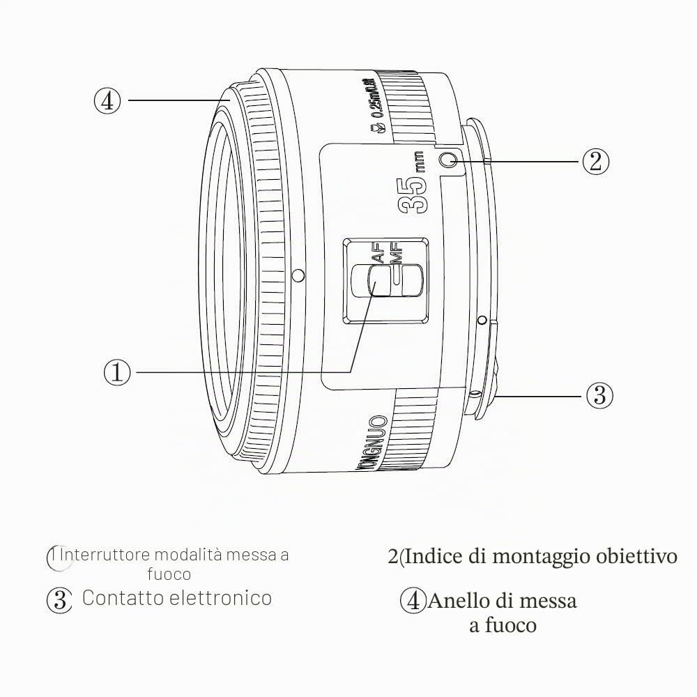 Yongnuo yn35 mm Canon – Obiettivo per fotocamera DSLR | Per fotocamera Canon EF Mount EOS