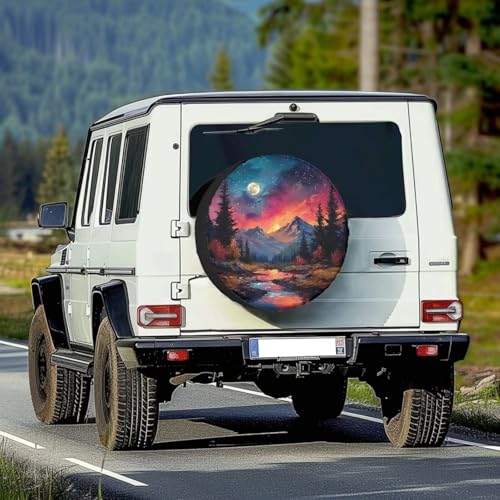 Image of Pensura Spare Tire Cover Scenery Printing Wheel Protectors Waterproof Dust-Proof Universal 14-19 Inch Wheel Camper Spare Tire Cover for Trailer SUV Truck Camper Travel