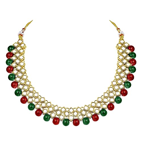 Image of Peora Kundan Faux Pearl Necklace & Jewelry Set Gift for Women