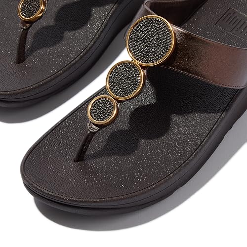 Image of FitFlop Halo Bead-Circle Metallic Toe-Post Sandals