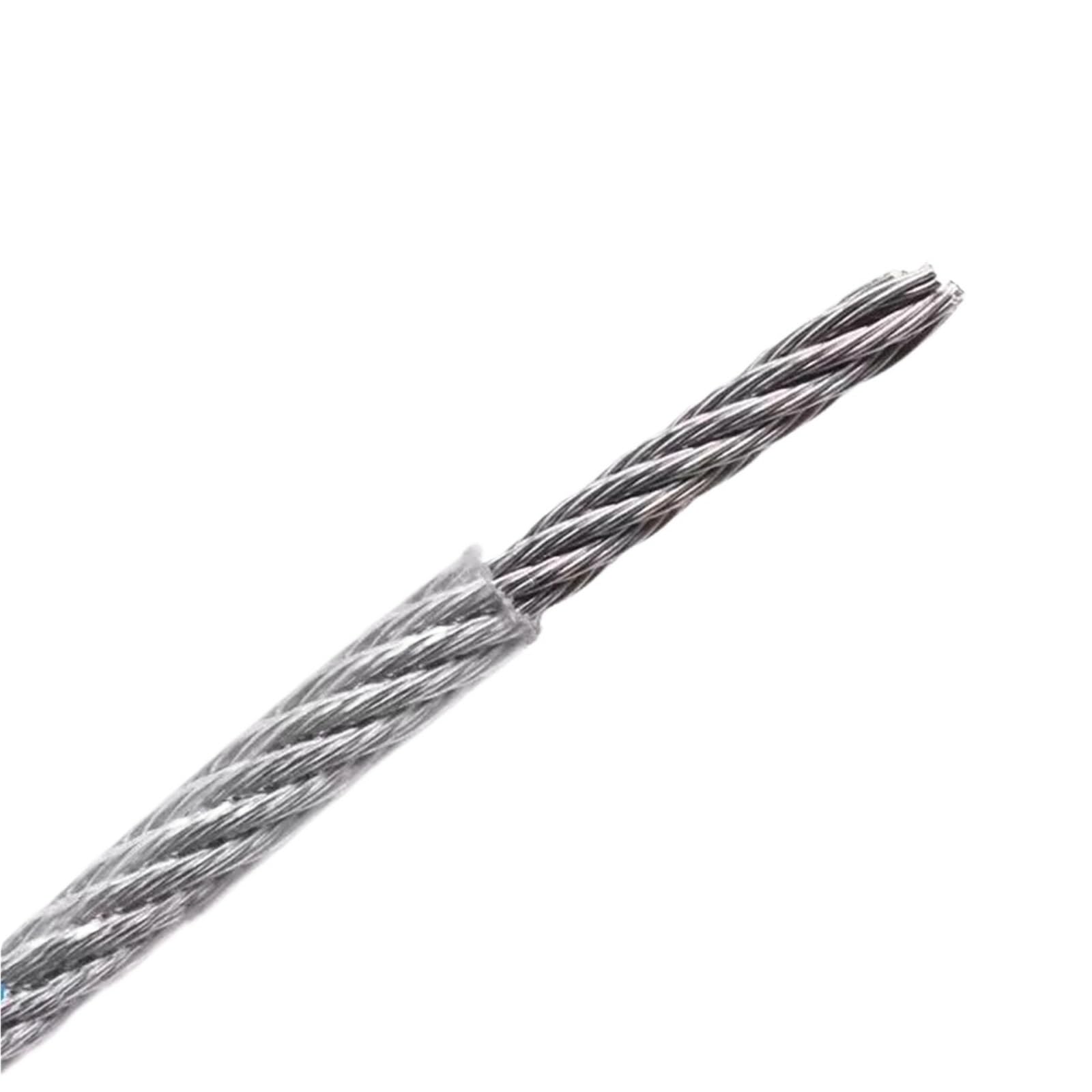 50,0 m PVC-beschichtete Flexible Stahllitze, weiches Kabel, transparente Wäscheleine(3.0mm)