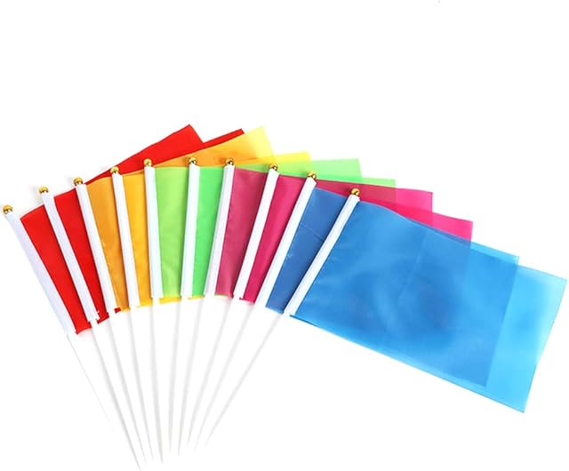 Toyvian 50pcs Solid Flag Small DIY Mini Flags On Stick Handheld Party Flag Flag Ornament Square Flag for Parades Grand Opening Kids Birthday Party Events Celebration