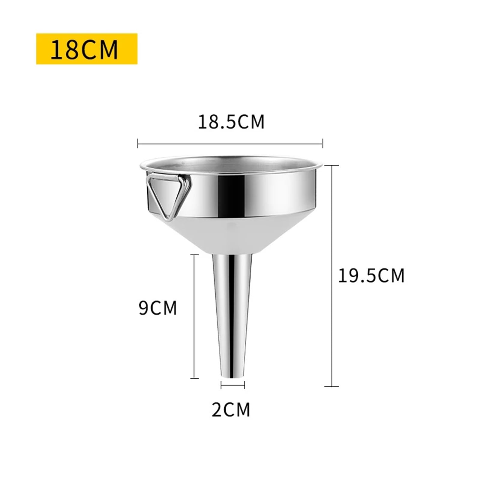 Embudo de Acero Inoxidable, Embudo de Acero Inoxidable con Filtro Desmontable for enlatar Utensilios de Cocina 8-20CM(18CM)
