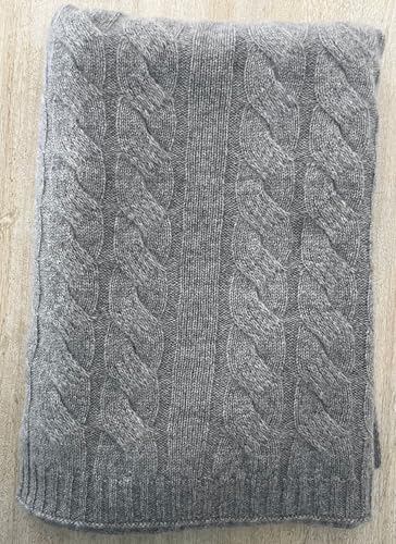 Luxurious 100% Cashmere Cable Knit Throw Blanket...