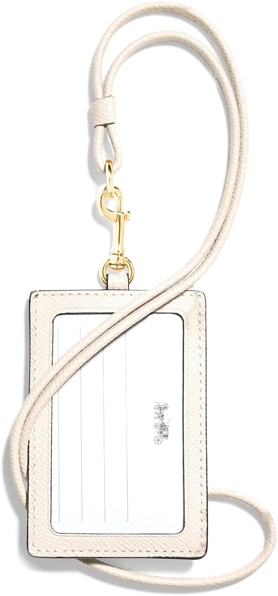 Coach Crossgrain Leather Lanyard Badge ID Holder Chalk F57311