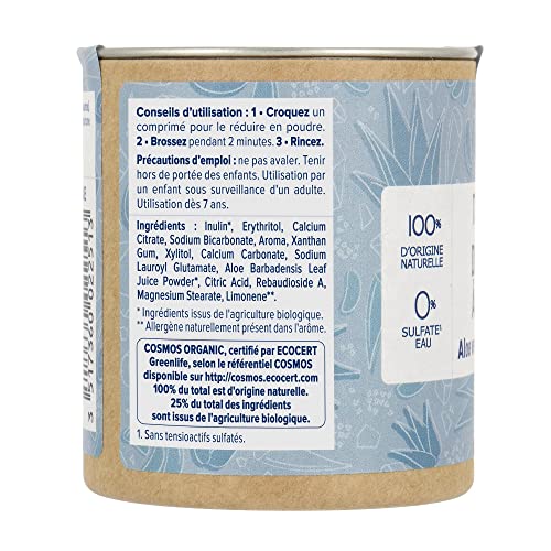 Natessance - Zahnpasta zum Kauen, Feststoffe, Bio-Aloe Vera und Bicarbonat, zertifiziert Bio Cosmos Organic – Karton 100% recycelbar… – Ansicht 2