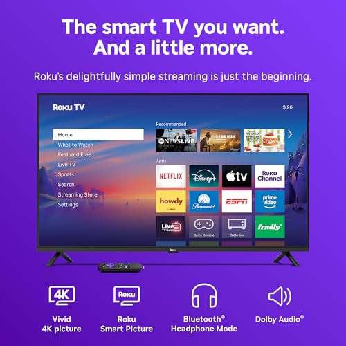 Image of Roku Smart TV 2026 - 43-Inch Select Series, 4K HDR TV - Roku TV with Voice Remote - Flat Screen LED Television with Wi-Fi for Streaming Live Local News, Sports, & Movies - Bluetooth Headphone Mode