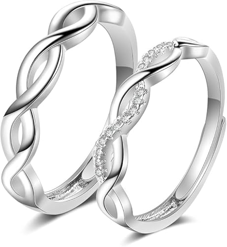 Twisted Infinity Rings Set Knot Ring Adjustable Matching Rings Adjustable Promise Rings for Couples
