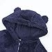 Infant Warm Snowsuit with Hood Cotton Fleece Romper Solid Soft Jumpsuit Playsuit for Baby Girl Boy Navy 0-3M