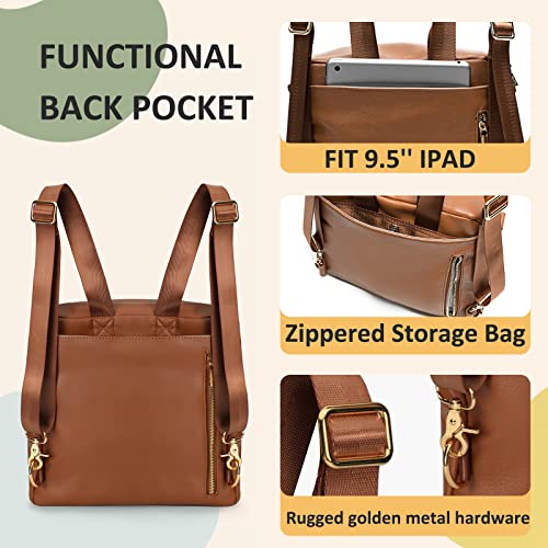 Miss Fong Small Diaper Bag Mini Diaper Bag, Leather Diaper Bag Backpack With 13 Diaper Bag Organizers,2 Insulated Pockets And Shoulder Strap(Brown) #TOP4