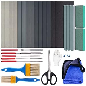 LET’S RESIN Polishing Kit,33Pcs Resin Supplies with Sandpaper,Resin File Kit,Polishing Strips&Blocks,Scissors,Wooden Brush,Cloth, Tools for Jewelry Making Supplies, Silicone Molds