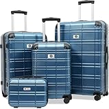 ottsmn Luggage Sets 4 Piece, ABS PC Lightweight Suitcases with Wheels, Hardshell Luggage Sets Carry on Luggage Set with TSA Lock Blue (12in 20in 24in 28in)
