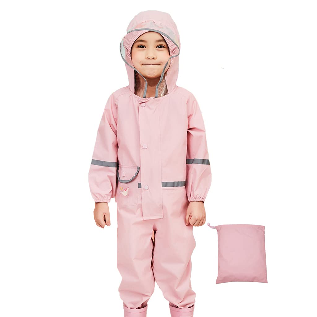 Pink Girls Rain Suits Pink Platinum Girls Full Zip Hooded Rain