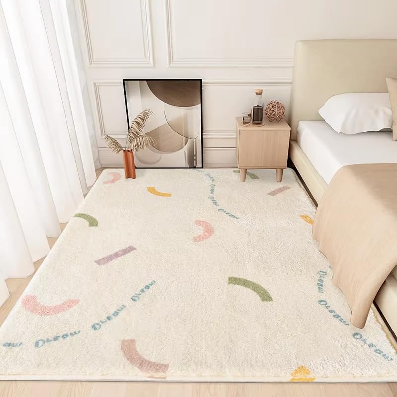 Tapis de salon antidérapant et lavable grand format style minimaliste