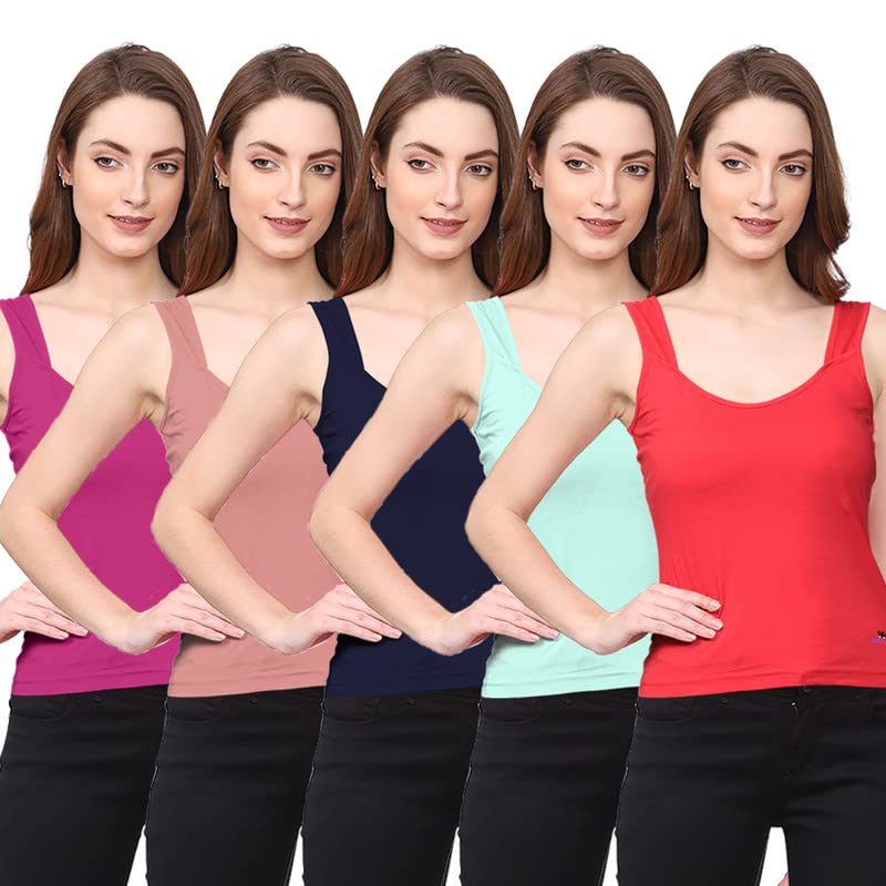 selsia Pure Cotton Women's Regular Fit Adjustable Slips (Multicolor) Combo Pack of 5-picture-33