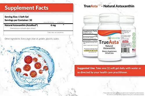 Naturecity Vision Support Bundle| Truevision Eye Health Formula, 30 Veggie Capsules + Trueasta Marine Based Astaxanthin, 30 – 6Mg - Soft Gels #TOP4