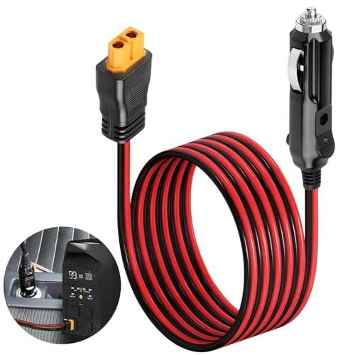 XT60 Car Charger Cable,12V/24V DC Adapter for ECOFLOW DELTA 2/3 River 3/2 MAX Power Station Bluetti EB55 AC70 Anker SOLIX C200 C300 C1000 F2000 Solar Generator 16AWG XT60 Plug Charging Cable - Image 6