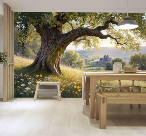 Papier peint panoramique 3D pour agrandir un mur de salon TV