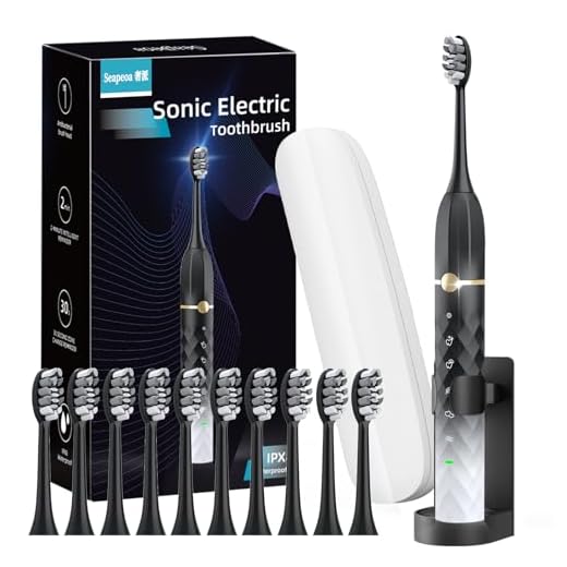 Sonic Electric Toothbrush Set, Equipped with 10 Brush Heads and Travel Case, IPX8 Waterproof, 2-Minute Timer, 42000 High-Frequency Vibrations, 5 Modes, The First Choice for Gift Giving, Black White