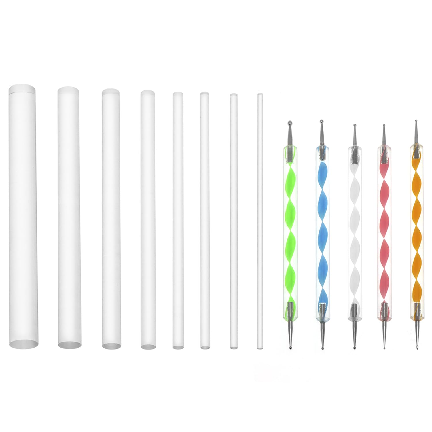QWORK® 13 Pcs Mandala Dotting Tools, with Double-Ended Ball Stylus Pens and Acrylic Rods, for DIY Nail Arts, Rock Stone Painting, Pottery Craft