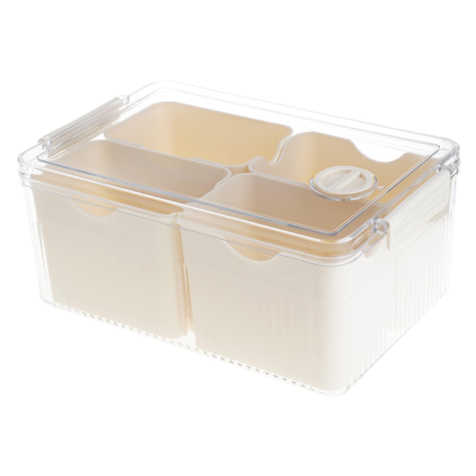 Jazuaiao 4 Grid Divider Refrigerator Storage Box with Lid Multifunction Container Household for Biscuit Beard Small Refrigerator Box with Lid