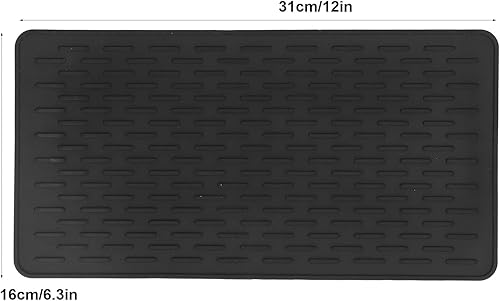 Miniatura 4 de Salvamanteles, almohadilla de silicona anti-caliente, rectangular, color negro, aislamiento térmico, mantel individual antideslizante resistente al