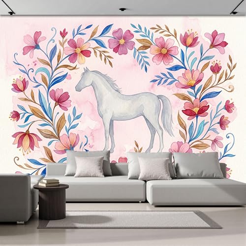 Papier peint panoramique intissé Cheval pour masquer un mur abîmé