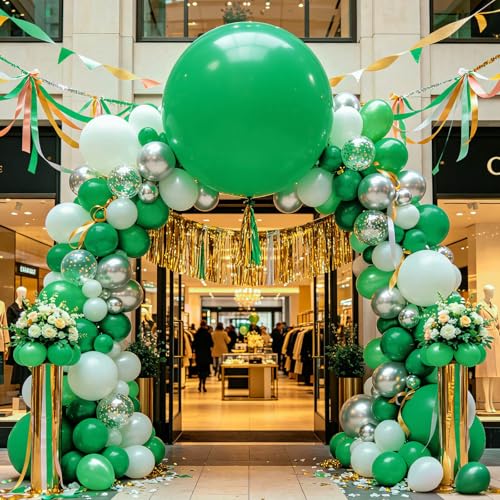 Image of 5Pcs Green Big Balloons 36 Inch, Round Large Latex Party Balloons for Birthday Wedding Decorations